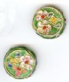 2 18x6mm Green Cloisonné Disks